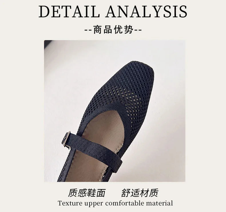 Women Leisure Flats Breathable Mesh Spring Summer Flat Shoes For Female Daily Walking Shoes Square Toe Ladies Fashion Footwear