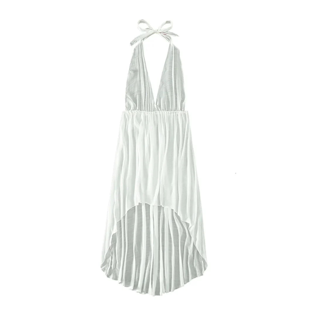 S - XL New Sexy Halter Deep V Neck Backless Tunic Beach Cover Up Cover-ups Beach Dress Beach Wear Beachwear Female Women K5213