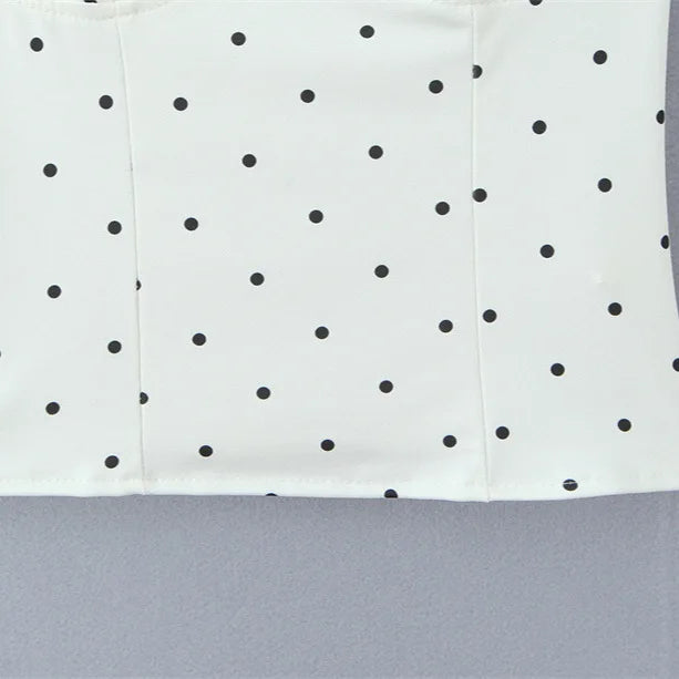 Sexy Polka Dot Camisole For Women Niche Lace Collar Slim-fit Outerwear Suitable For Seaside Vacations Elegant Charming 9B81