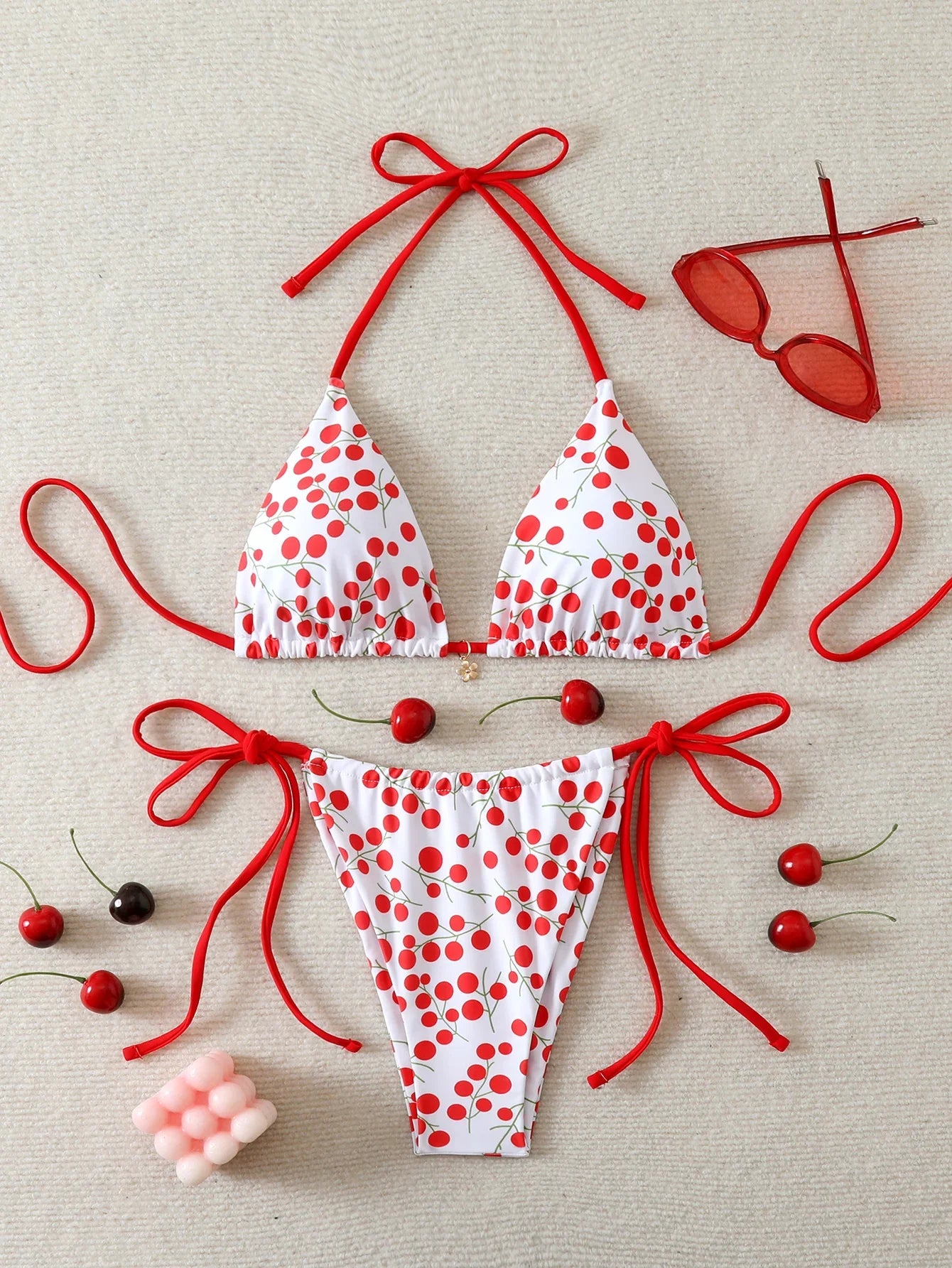 Triangle Halter Thong Bikinis 2026 Women Sexy Printed Swimsuit Floral String Swimwear Female Bathers Bathing Swimming Swim Suit