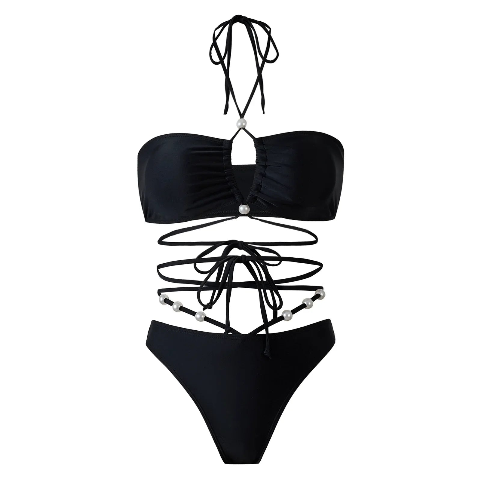 3 Pieces Halter Bikini 2026 & Beach Dress Bandage Swimsuit Women Sexy Swimwear Female Bather Swimming Bathing Swimming Swim Suit