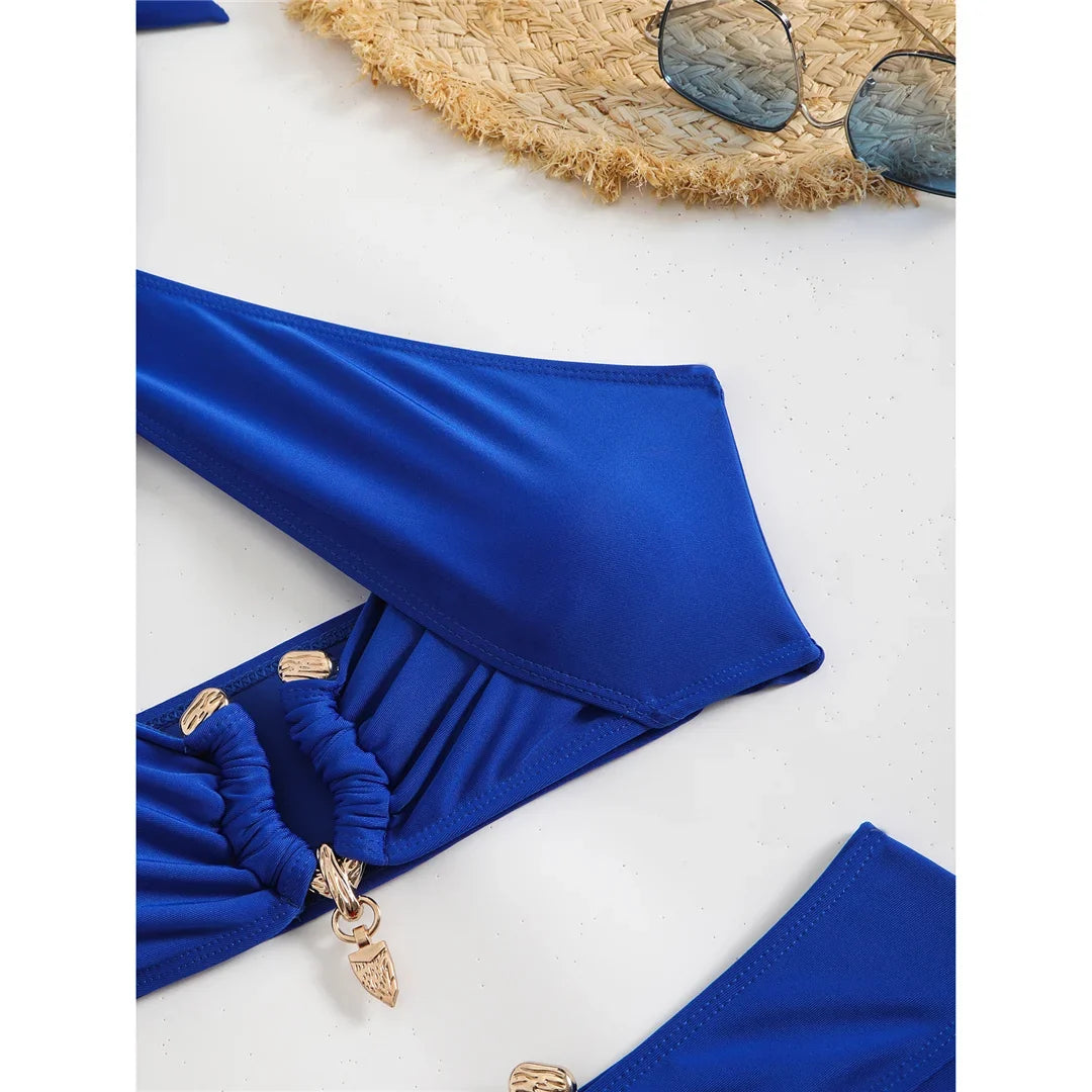 2026 Halter Cut Out High Waist Bikini Female Swimsuit Women Swimwear Two-pieces Bikini set Padded Bather Bathing Suit Swim V6256
