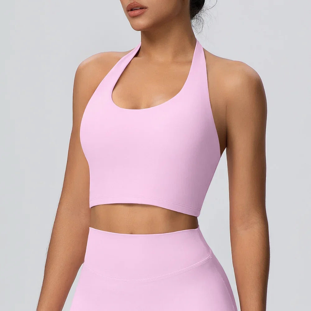 Sexy Gym Women's Sports Bra Breathable Hanging Neck Backless Sports Bra Women's Comfortable Exercise Pilates Training Yoga Top