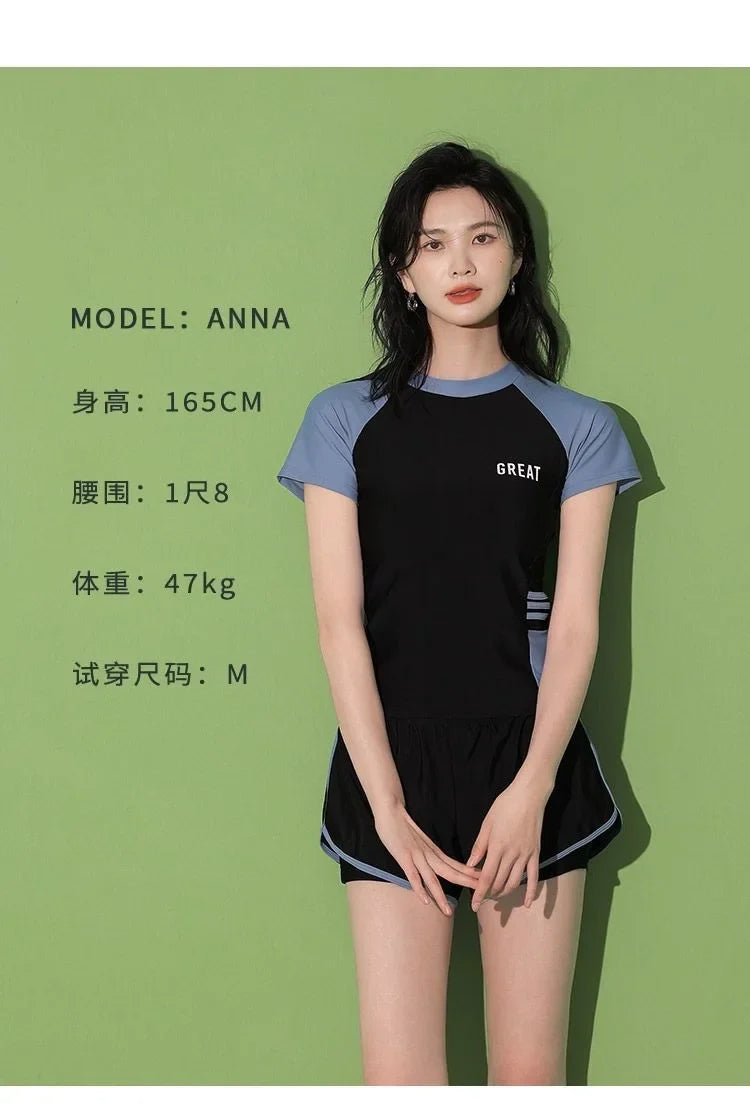 Swimsuit Women's Summer Split Casual Sports Plus Size Swimsuit Conservative Slimming Swimming Pool Swimming Equipment