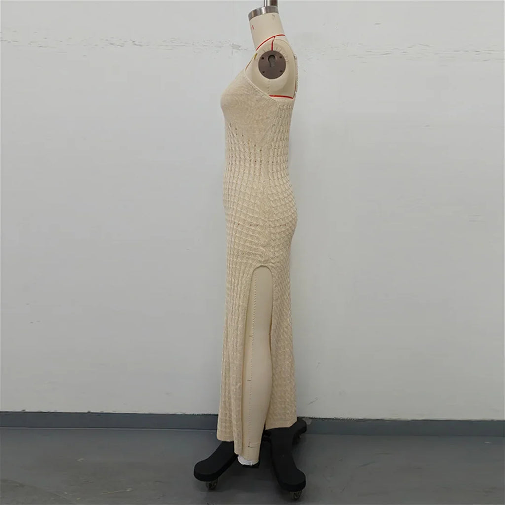 V Neck Sleeveless Hollow Out Crochet Knitted Tunic Beach Cover Up Cover-ups Beach Dress Beach Wear Beachwear Female Women V7212