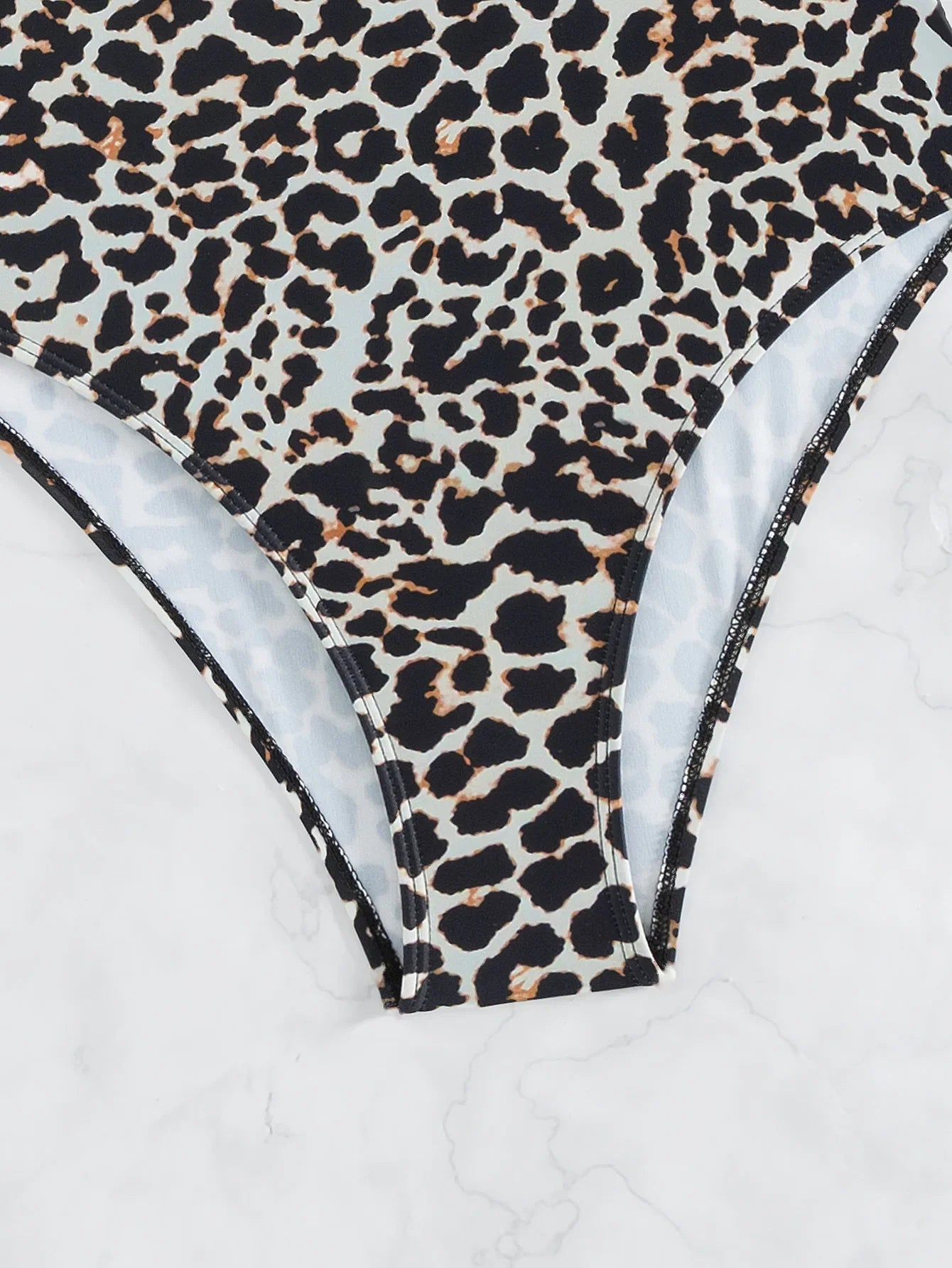 Sexy Push Up Leopard Swimwear One Shoulder Ring Linked High Waist One Piece Swimsuit Beach Wear Bathing Suit Bodysuit Monokini