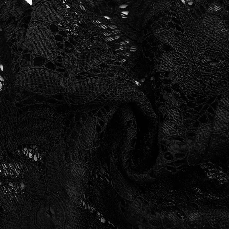 FDYOUI Woman Clothing Lace Patchwork Corset T-shirt 2026 Elegant Sexy Short Sleeve See-through Black Tops Y2K Girls T-shirts