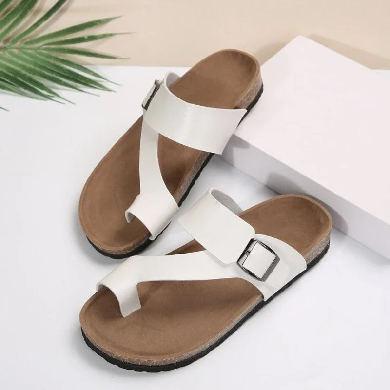 Fashion Pu Leather Clip Toe Sandals Women Summer 2025 Buckle Decor Platform Slippers Woman Thick Bottom Non Slip Flip Flops
