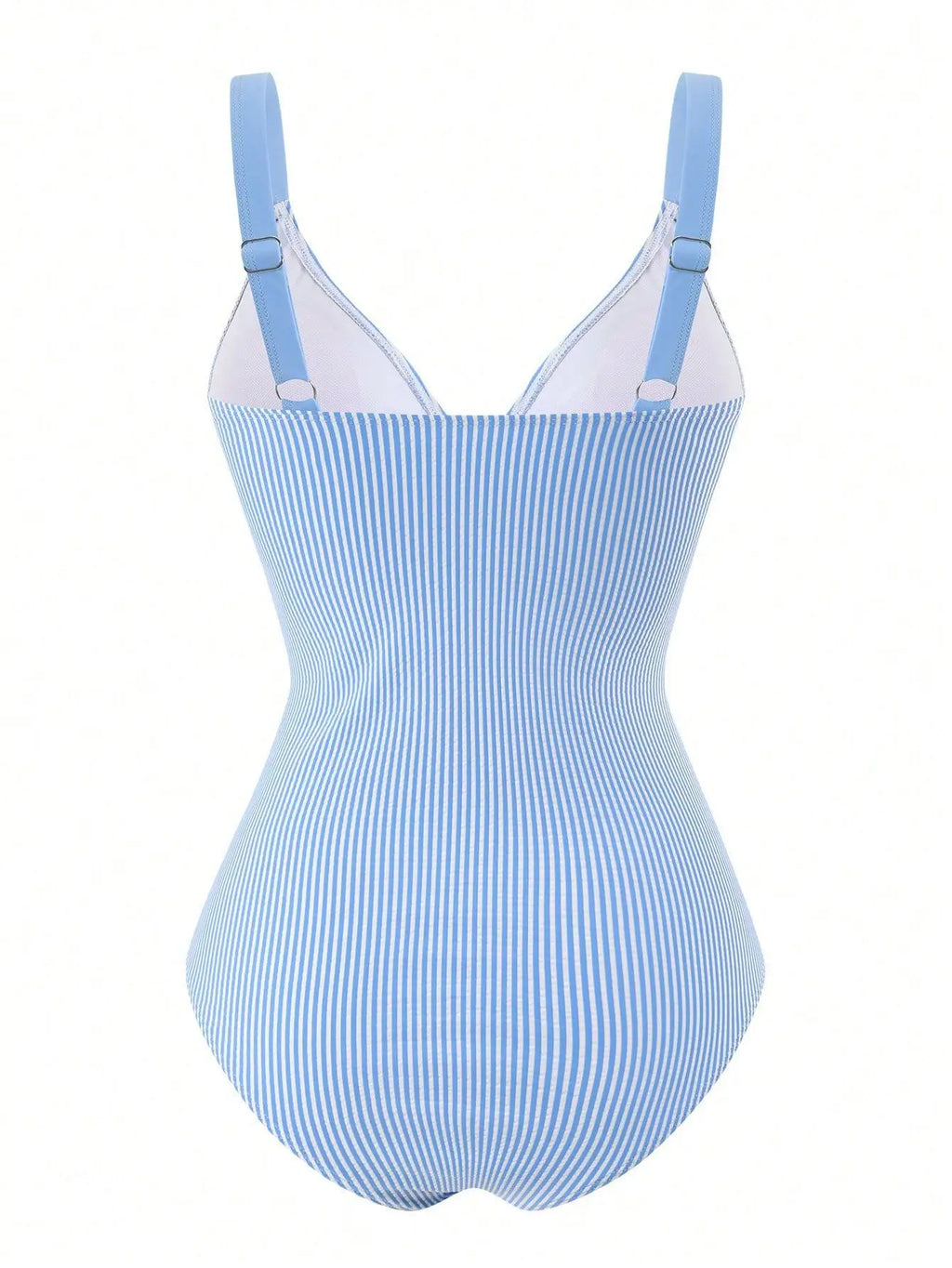 Vintage Blue Striped Swimwear Women Drawstring Shorts Sets 2026 V Neck Cross Slimming Bathing Suit Holiday One Piece Swimsuit