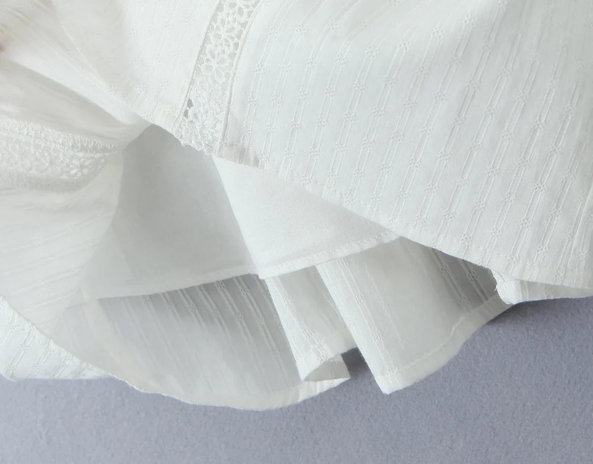 White Lace Dress Summer Women's Dress Bowknot Back Tie Up Short Beach Vestidos Female Sleeveless Mini Casual Cotton Dress 2025