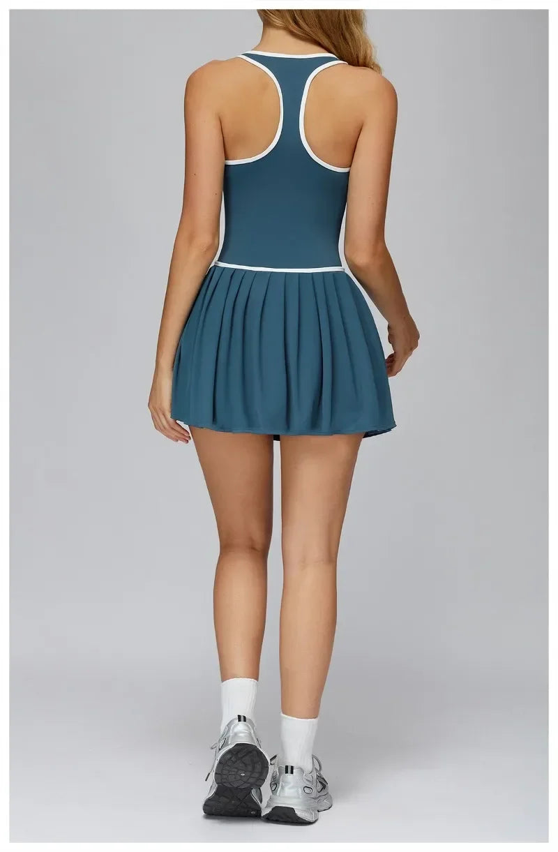 Women's Nude Yoga Clothes Beautiful Back and Slim Fit Two Anti Glare Dresses Outdoor Sports Running and Leisure Fitness Clothes