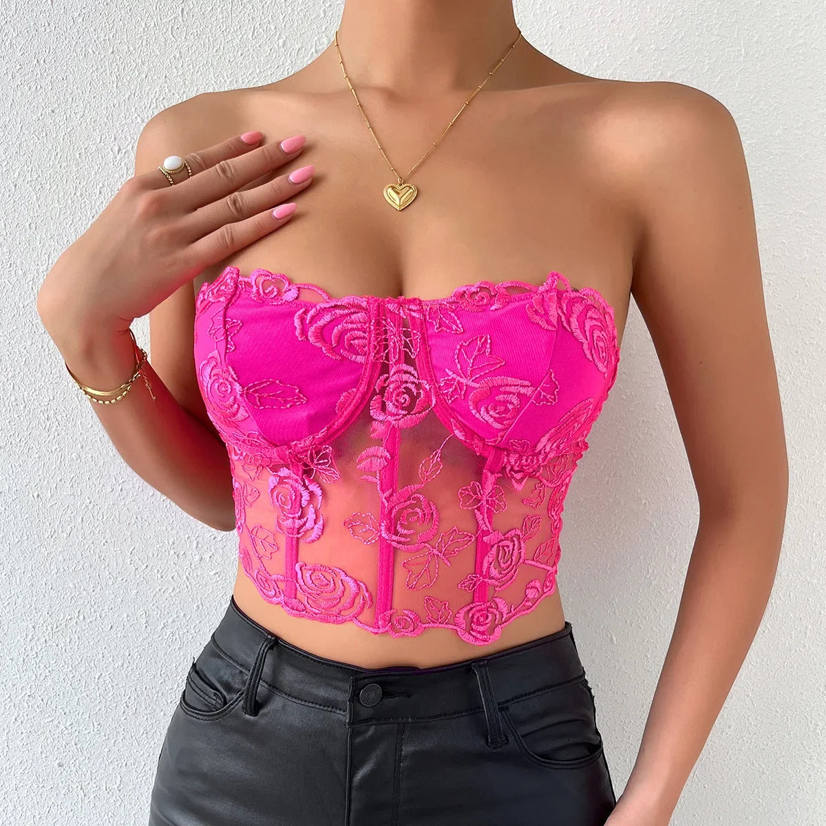 Phantasy Sexy Lace See through Crop Top Women Fashion Floral Embroidery Black Tank Top Night club Dress up 2026 Summer Outfit