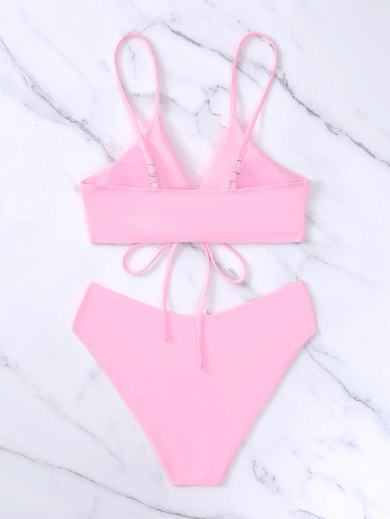 New Women's Swimsuit High Waist Two Piece Bikini Set Hollow Out V-neck Bandage Cross Backless Beach Swimwear Summer Bathing Suit