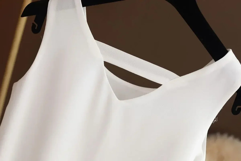 Star with The Same Halter Chiffon Vest Women's Loose Top Summer New Wear Outside with Sleeveless Short Bottom Shirt MOYISU L-5XL