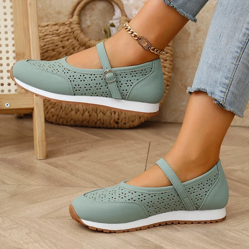 White Hollow Out Platform Sneakers Women 2025 Plus Size 36-43 Breathable Sports Shoes Woman Comfort Non Slip Walking Flats Mujer