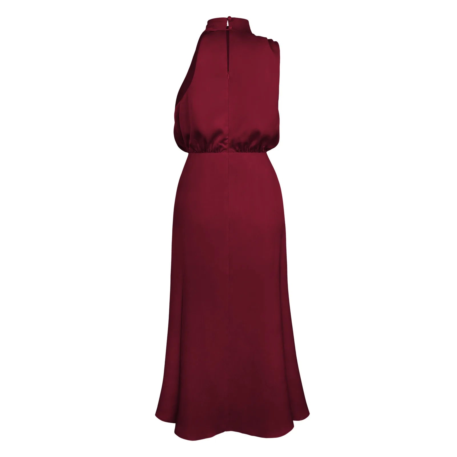 Foridol One Shoulder Turtleneck Tank Satin Women Party Dress Robe Zip Sleeveless Elegant Vintage Folds Women Clothing 2025
