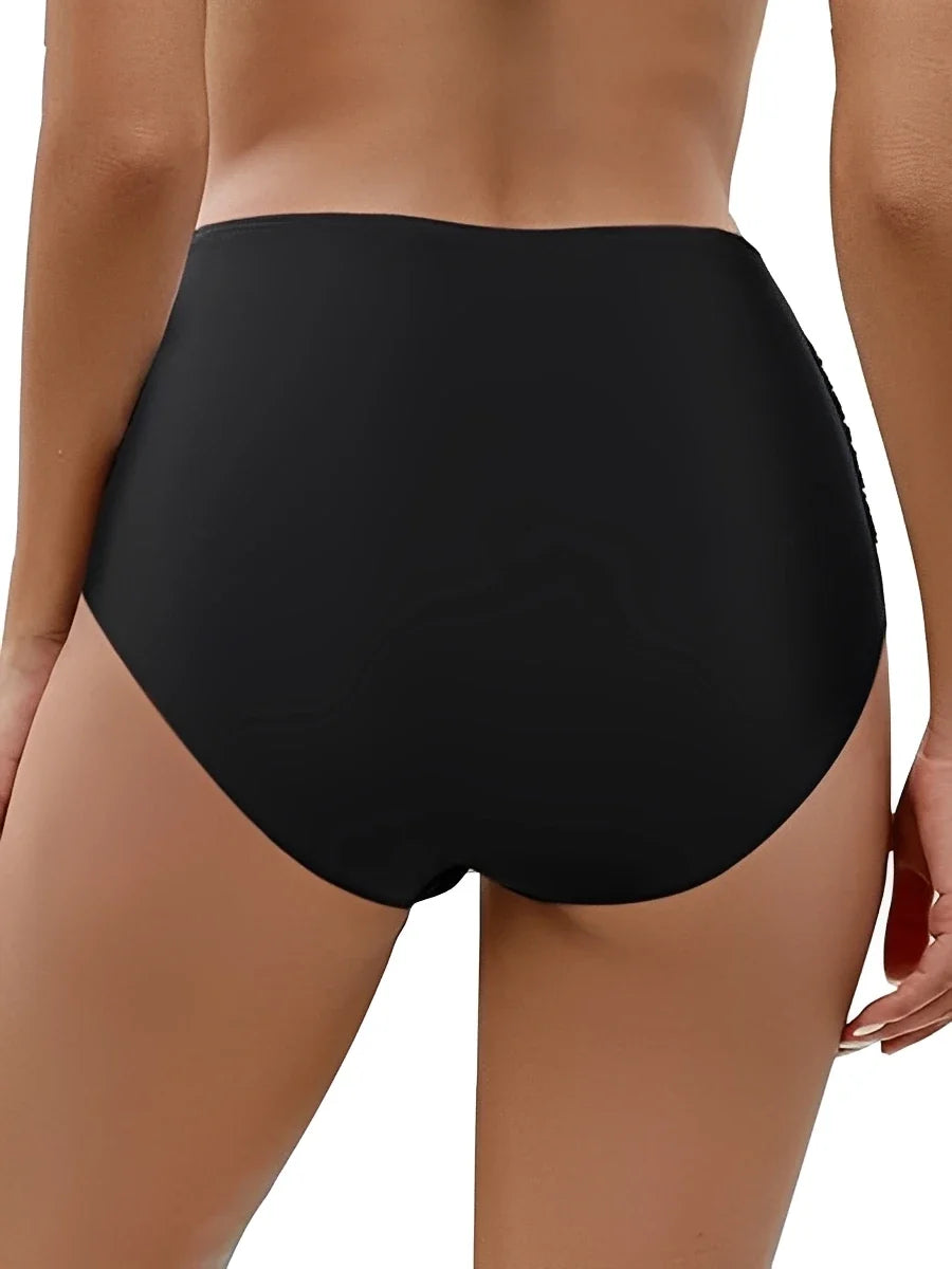 2026 Black High Waist Swimsuit Only Pants Swimwear Women Solid Bathers Bathing Swimming Trunks Swim Suit Female XXL