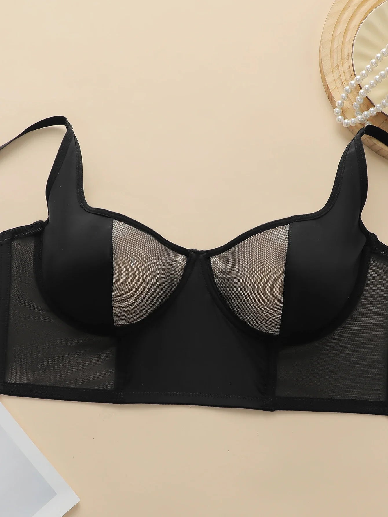 Women's sexy mesh breathable bra with steel rims push up straps adjustable close fitting underwear MR3058