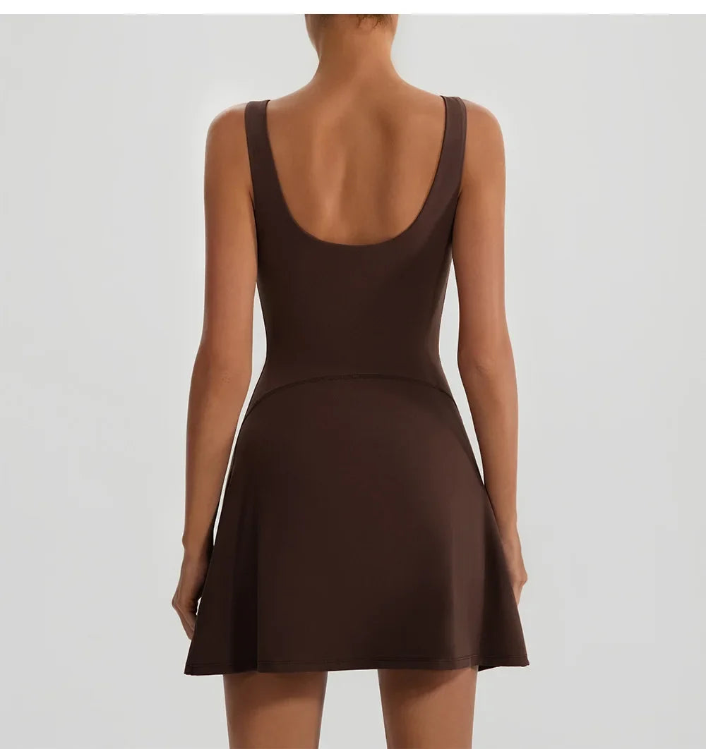Tennis Fitness Dresses Women Fake Two Piece Sports Dress Outdoor Casual High Elasticity  Running Yoga Golf Mini Skirts