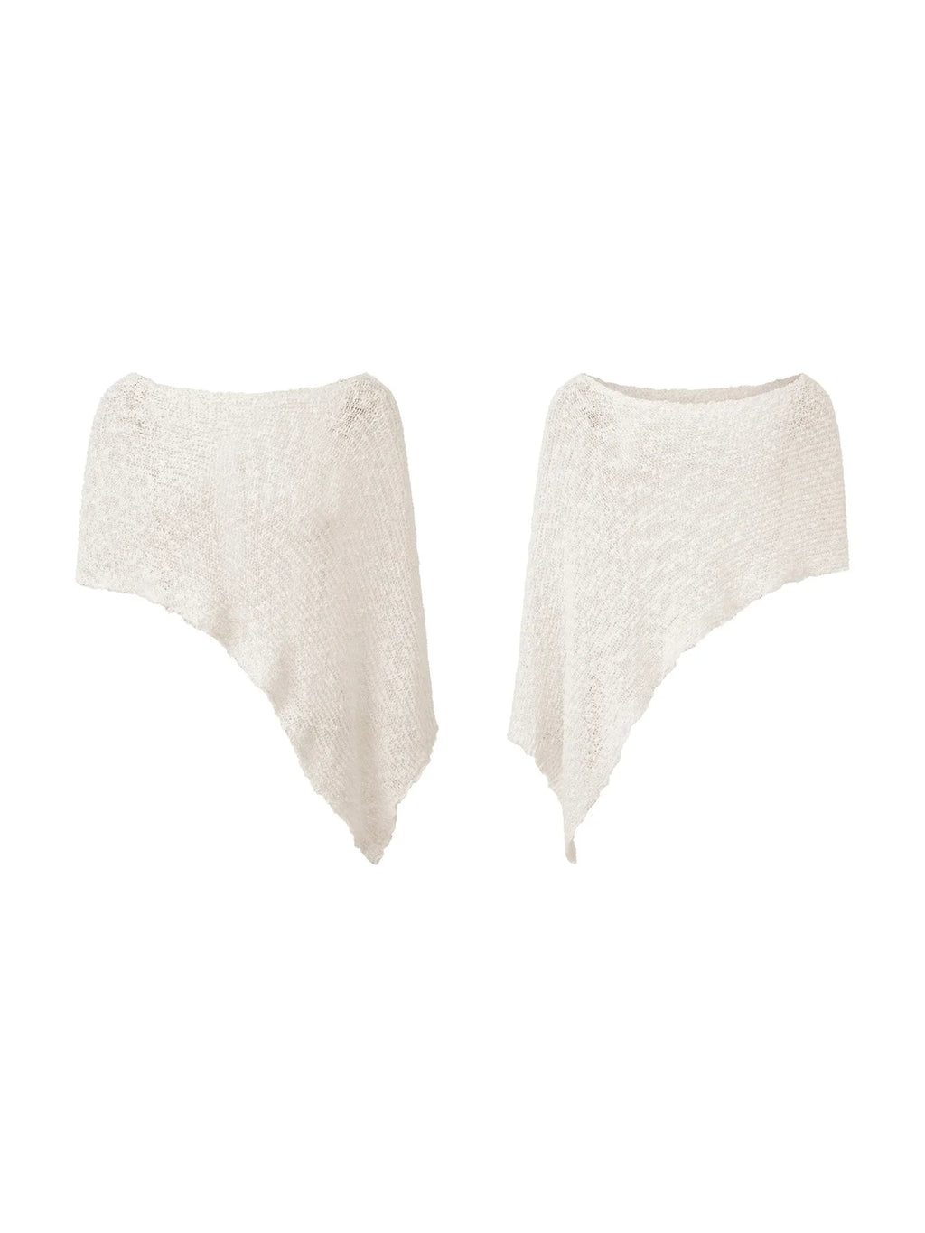 Women Loose See Through Boat Neck Off Shoulder Asymmetrical Crop Coverup Tops Spring Summer Holiday Beach Knitted Poncho