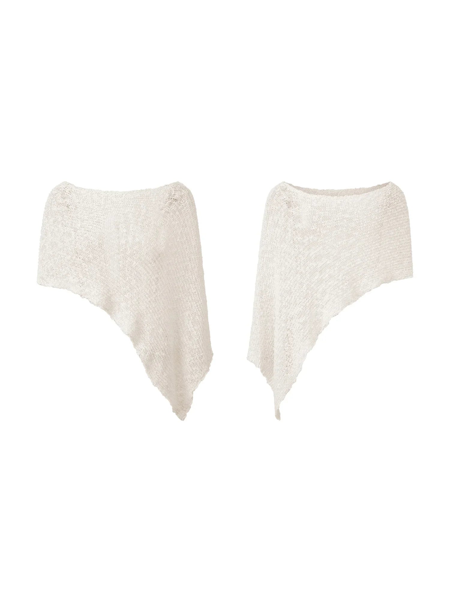 Women Loose See Through Boat Neck Off Shoulder Asymmetrical Crop Coverup Tops Spring Summer Holiday Beach Knitted Poncho