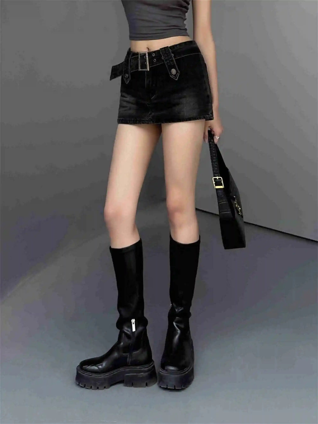 WOMENGAGA Korean Style Spicy Girl Denim Half Body Short Skirt Female Slim Tight Ultra Short A-line Slim Hip Skorts Fashion 3POJ