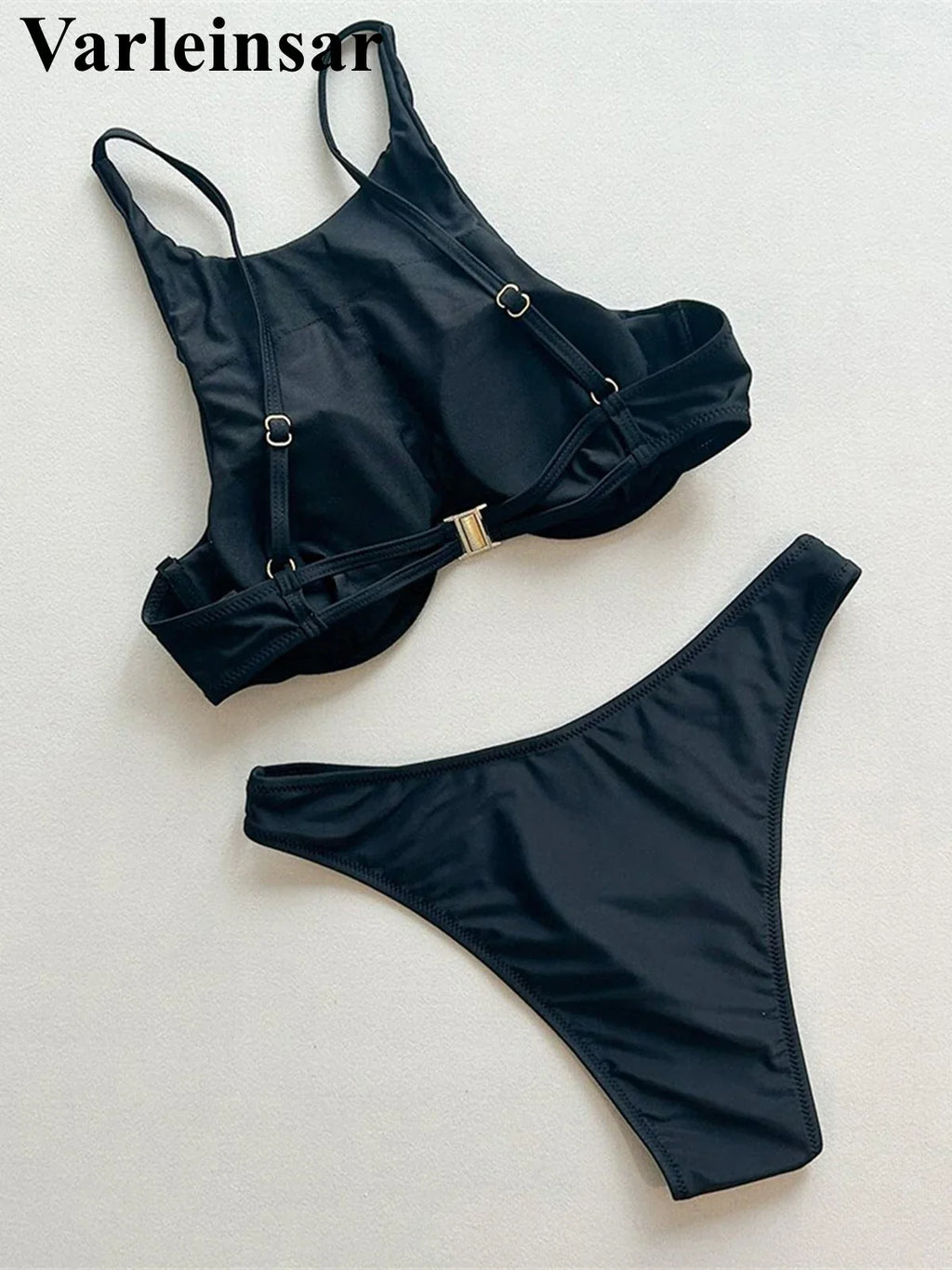 High Neck Underwired Bikini Female Swimsuit Women Swimwear Two-pieces Bikini set Brazilian Padded Bather Bathing Suit Swim V7514