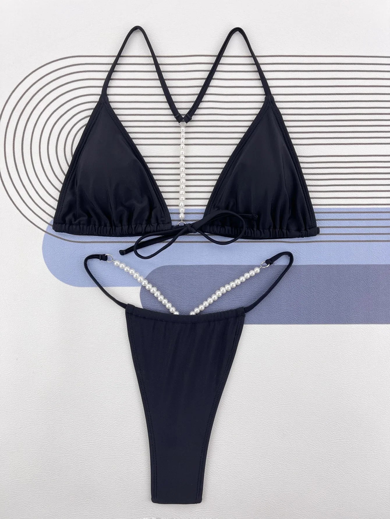 DEKA Thong Bikini Sexy String Pearls Mini Set Swimwear Women Swimsuit Female Swimming for Beach Wear for Bathing Suits