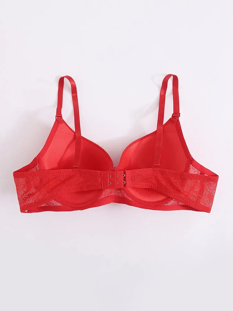 Beautiful Design Sexy Red Underwear Lace Underwire Back Buckle Bras Crop Top Shapewear Plus Size Women's Clothing A5100