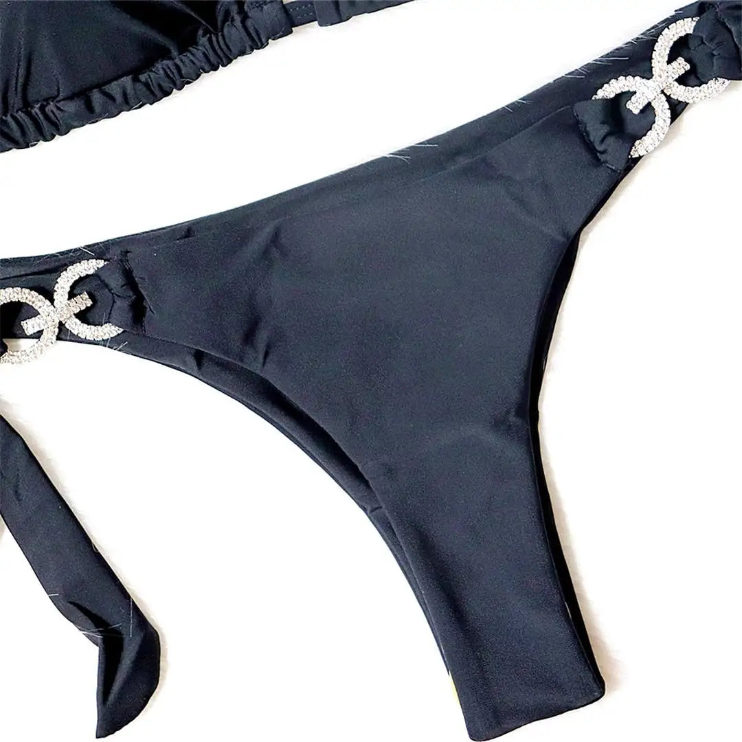 New Halter Bling Diamond Brazilian Bikini Female Swimsuit Women Swimwear Two-Pieces Bikini Set Bather Bathing Suit Swim V2340