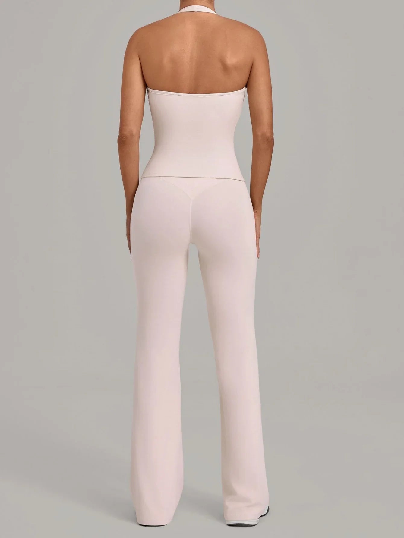 2PCS Yoga Suit Women Hanging Neck Slim Sports Tank Top Gym Tracksuit Outwear High Waist Leggings Workout Fitness Running Sets
