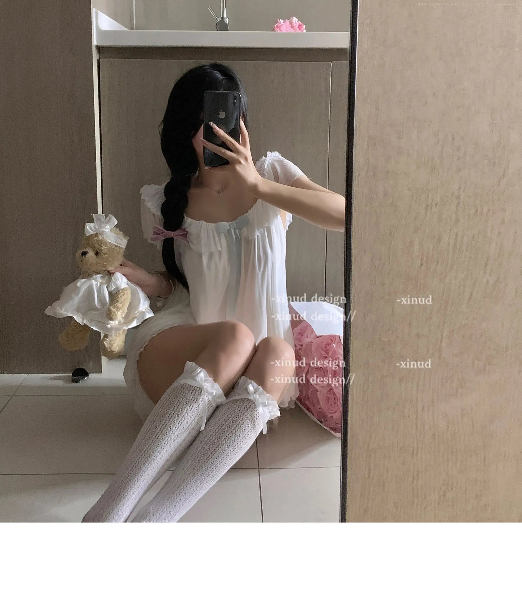 High-quality Set French Sweet Bow Strap Summer Princess Girl Style Thin Square Neck Crop Tops Pink Clothes Outfits For Women 8BH