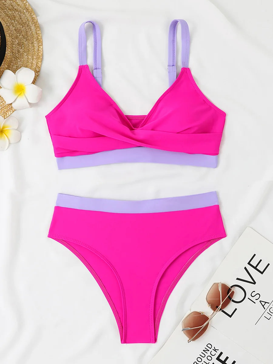 2026 Strappy Bikini High Waist Swimsuit Women Sexy Solid Swimwear Female Bathers Swimming Bathing Swimming Swim Suit Beachwear