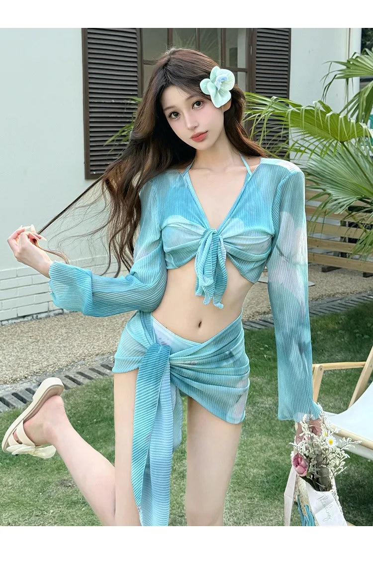 Swimsuit Women's New Split Four-piece Set Sexy Pure Desire High Value Seaside Hot Spring Vacation Bikini