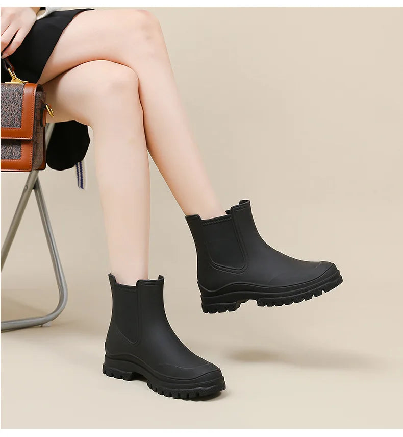 Rain Boots Women Garden Galoshes Waterproof Rubber Chelsea Boot Female Non-slip Rainshoes Fishing Water Shoes Botas Lluvia Mujer