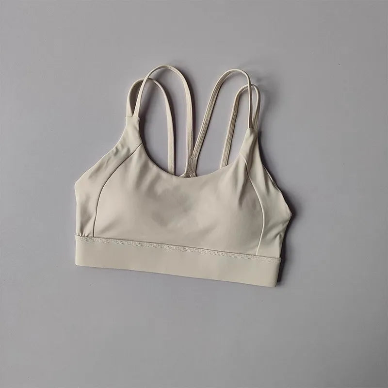 Women's yoga sports bra, integrated color blocking design with buckle sports bra