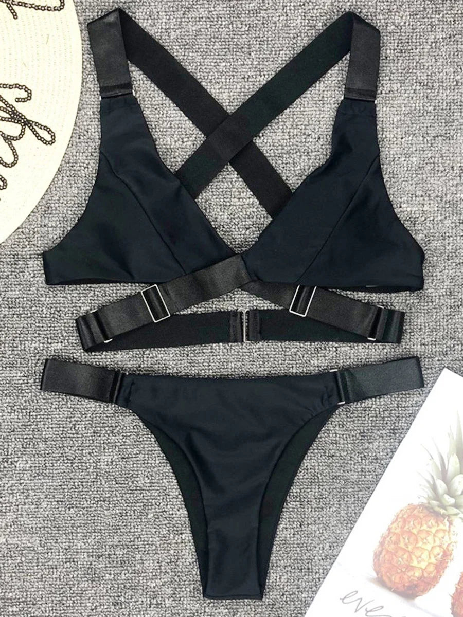Sexy Adjustable Buckle Bandage Vevlet Bikini 2026 Women Swimsuit Female Bikinis Swimwear Two Pieces Bikini set Bathing Suit Swim