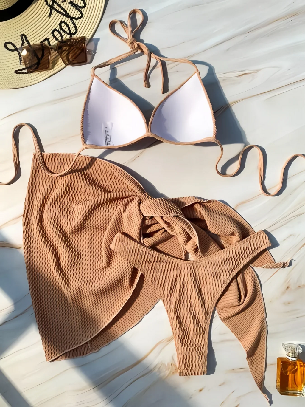 3 Pieces Triangle Bikinis 2026 Solid Swimwear Female Sexy Swimsuit Women & Beach Skirt Bathers Bathing Swimming Swim Suit