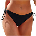 Women Summer Side Drawstring Bikini Bottom Low Waist Triangle Cut Swimwear Solid Color Swimming Trunk Bandage Basic Bikini Tanga