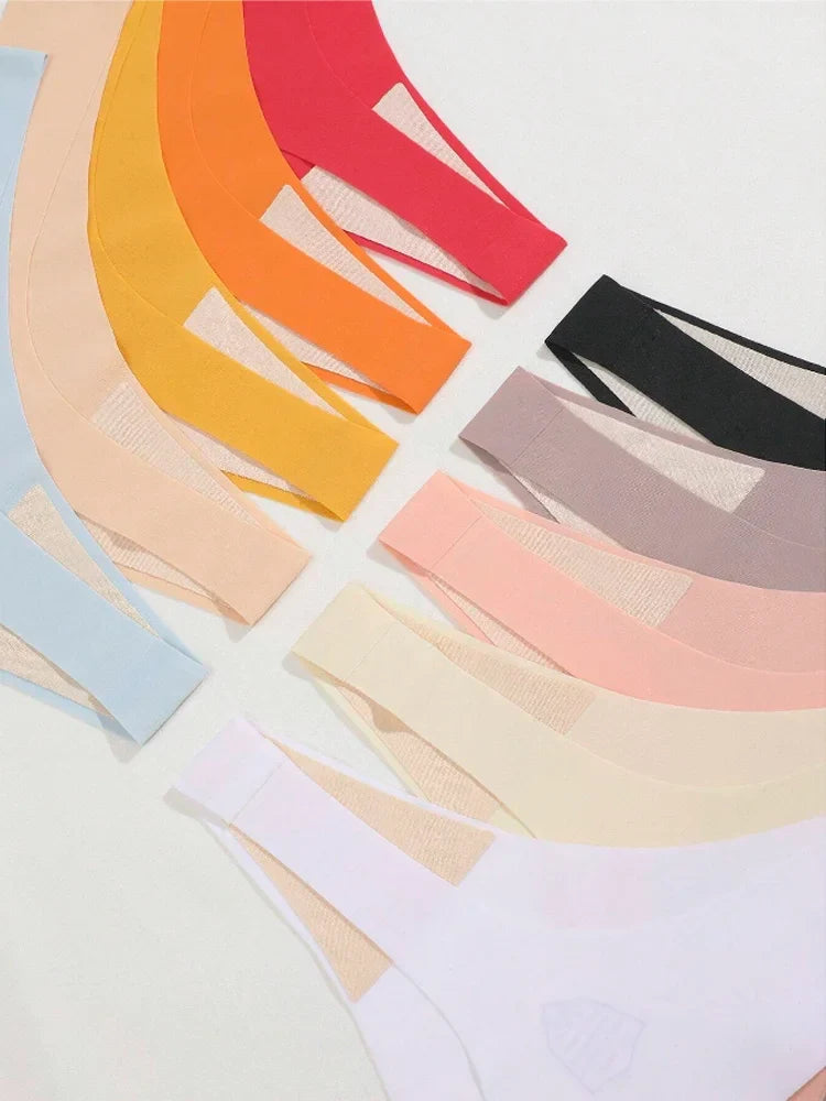 7PCS/Set Seamless Ice Silk Panties Women V-Waist Underwear Sexy Sports Briefs Panties Female Soft Ultra-thin Lingerie G-string