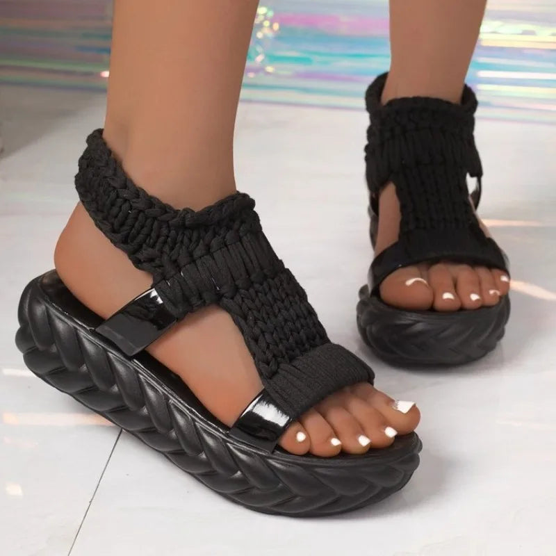 2026  Women Platform Sandals Summer Gladiator Sandals Shoes Thick Heels Ladies White Sandalias Casual