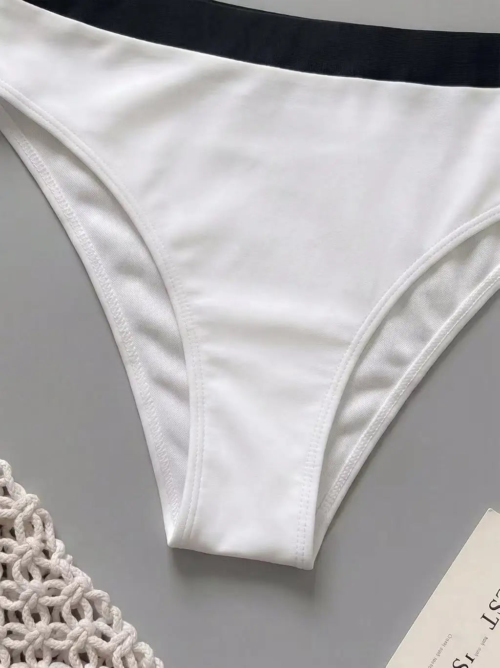 Sexy White Black Patchwork Bikini Set 2026 Women Bandeau Push Up Bra High Waist Swimsuit Beach Bathing Suit Holiday Swimwear