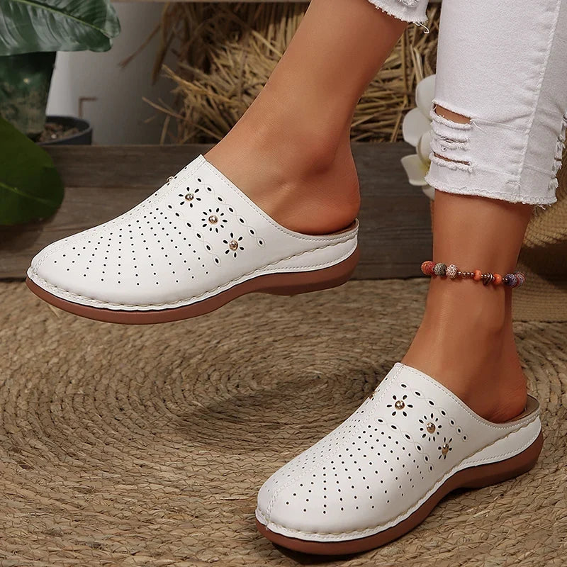 Lightweight Wedge Heel Mules Slippers Women Summer Hollow Out Slides Shoes Woman Plus Size Thick Sole Outdoor Sandals Female