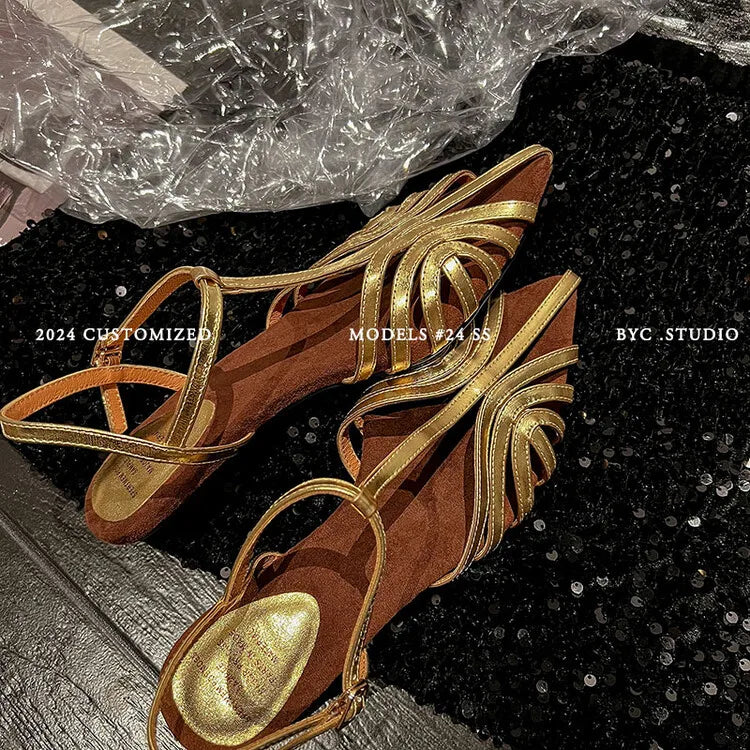 NASBAVI Designer Sandals Women Shoes Narrow Band Sexy Sandals Kitten Heels Pointed Toe Ladies Concise Footwear Summer Red Shoes