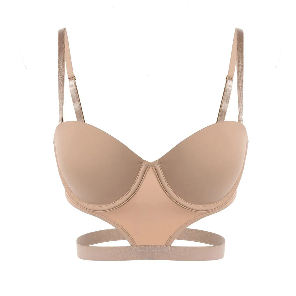 stylish sexy bra T-shirt underton beautiful back half cup smooth and exposed waist slim waist big exposed back push up bra