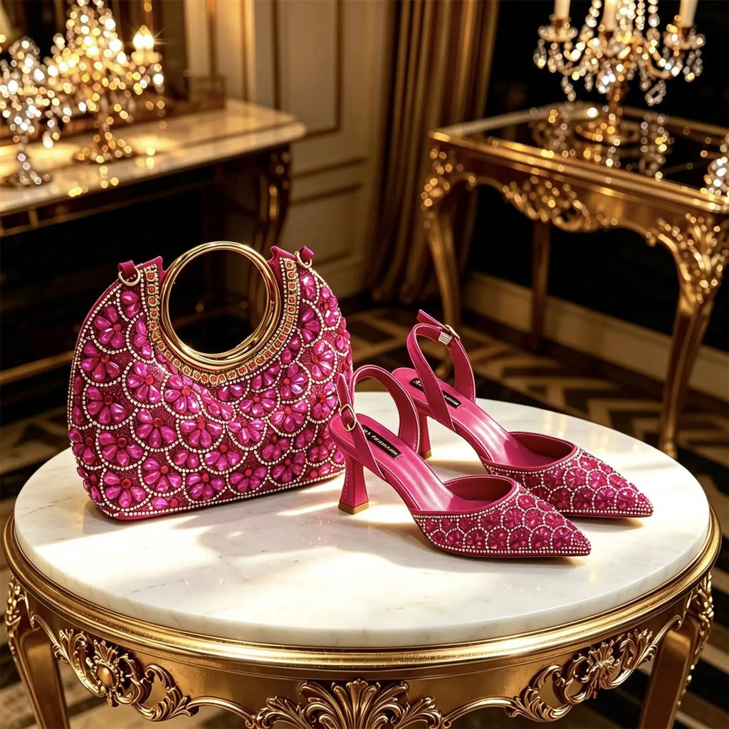 Doershow  fashion High Quality African Style Ladies Shoes And Bags Set Latest silver Italian Shoes And Bag Set For Party HGH1-1