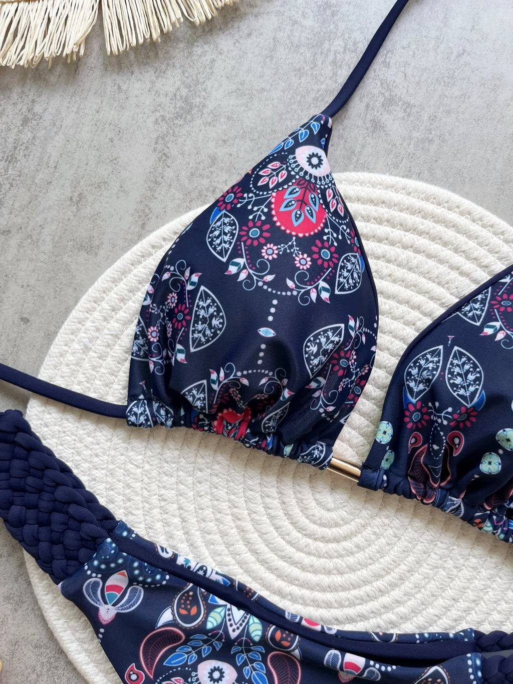 Fashion Print Halter Mini Thong High Cut Bikini Female Swimsuit Women Swimwear Two-pieces Bikini Set Bather Bathing Suit Swim