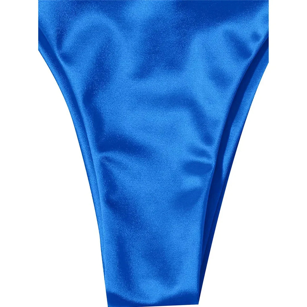 Sexy Satin Halter Brazilian Padded Bikini Female Swimsuit Women Swimwear Two-Pieces Bikini Set Bather Bathing Suit Swim V4966S