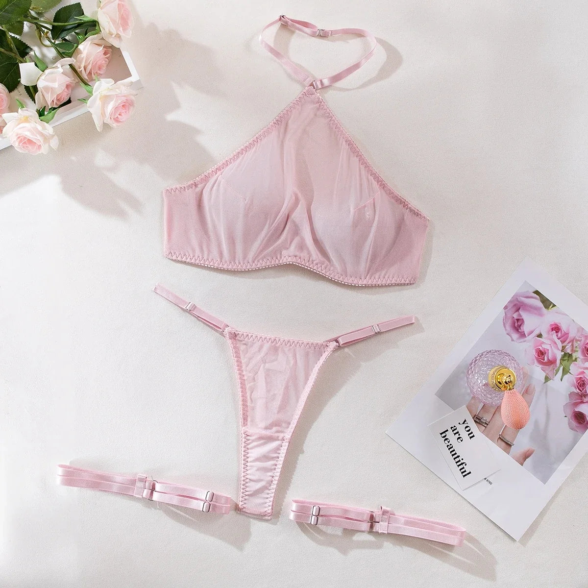 Erotic See Through Bra Sets Thong Women Intimate Sexy Lingerie Bra Panties Sets Sex Outfit Temptation Nightdress