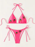 ZTVitality Sexy Halter Solid Color Stick Fruits Bikini Set Women Swmsuit Two-Piece Bandage Swimwear Bathing Suit Summer Biquini